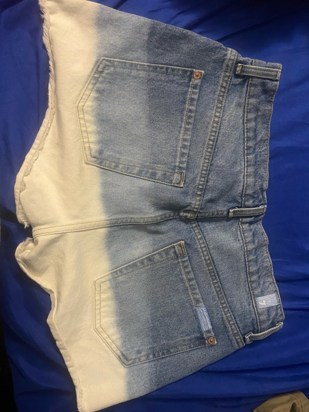 Dip-Dye  Denim Cutoff Shorts - Blue & White